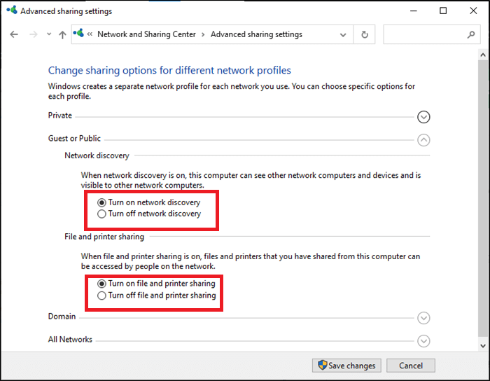 Windows 10 파일 공유가 작동하지 않는 문제 수정