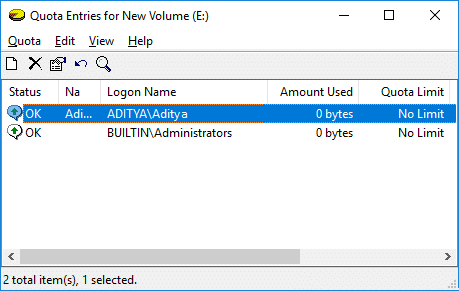Cómo establecer el límite de cuota de disco y el nivel de advertencia en Windows 10