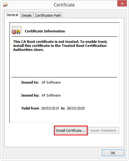 Correzione Si è verificato un problema con il certificato di sicurezza di questo sito Web