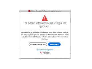 Correggi il software Adobe che stai utilizzando non è un errore autentico