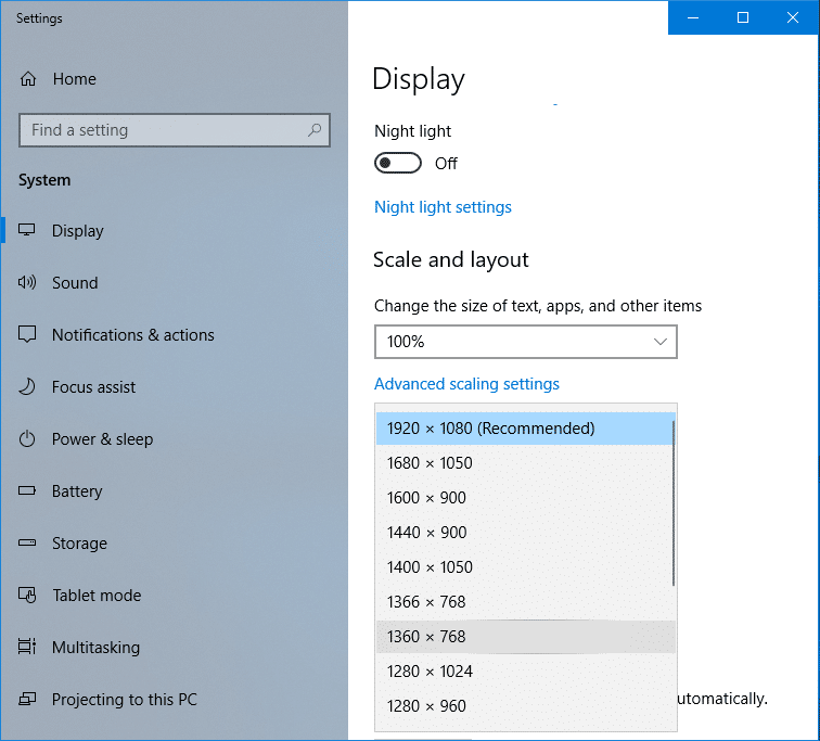 2 modi per modificare la risoluzione dello schermo in Windows 10