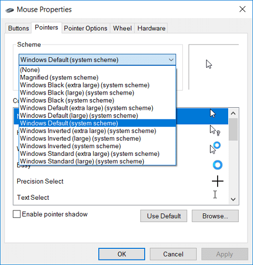 كيفية تغيير مؤشر الماوس في نظام التشغيل Windows 10