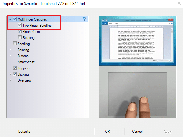 Remediați derularea cu două degete care nu funcționează în Windows 10