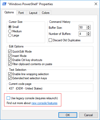 Aktifkan atau Nonaktifkan Konsol Legacy untuk Command Prompt dan PowerShell di Windows 10