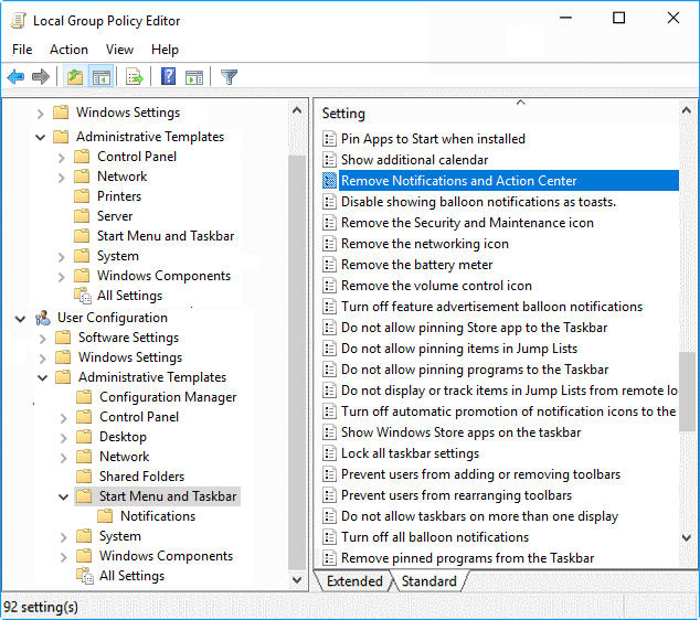 Dayakan atau Lumpuhkan Pusat Tindakan dalam Windows 10