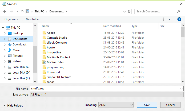 Sostituisci PowerShell con il prompt dei comandi nel menu contestuale in Windows 10