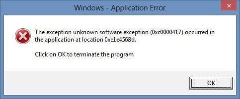 Исправить Исключение неизвестное программное исключение (0xc0000417) произошло в приложении