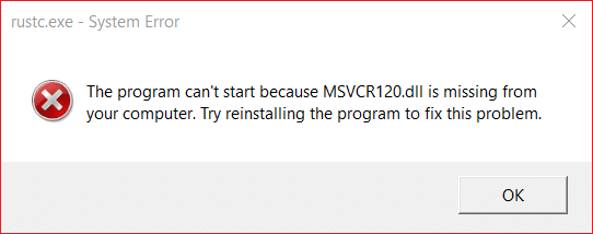 Arreglar MSVCR120.dll falta en Windows 10 [SOLUCIONADO]