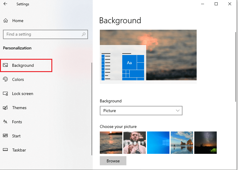 Betulkan Latar Belakang Desktop Hitam Dalam Windows 10