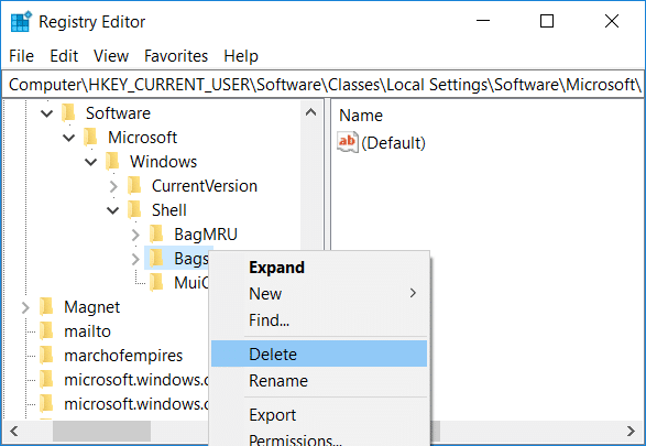 Nonaktifkan Pengaturan Otomatis di Folder di Windows 10