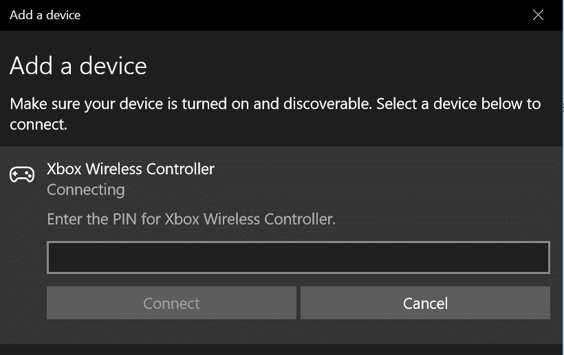Perbaiki pengontrol Xbox One Nirkabel memerlukan PIN untuk Windows 10