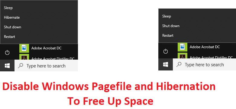 ปิดใช้งาน Windows Pagefile และไฮเบอร์เนตเพื่อเพิ่มพื้นที่ว่าง