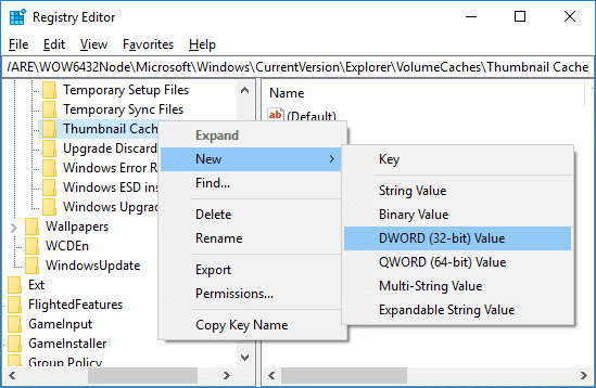 Arresta Windows 10 dall'eliminazione automatica della cache delle miniature
