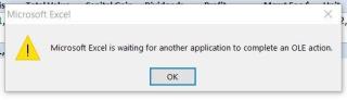Исправить Excel ожидает, пока другое приложение выполнит действие OLE
