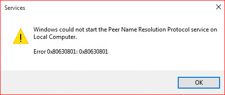 Risoluzione dei problemi Impossibile avviare il servizio del protocollo di risoluzione del nome peer
