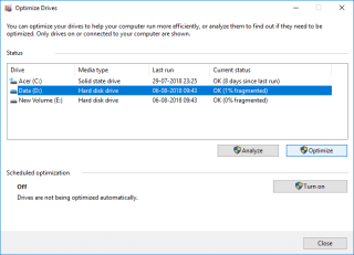 Cara Mengoptimalkan dan Mendefragmentasi Drive di Windows 10