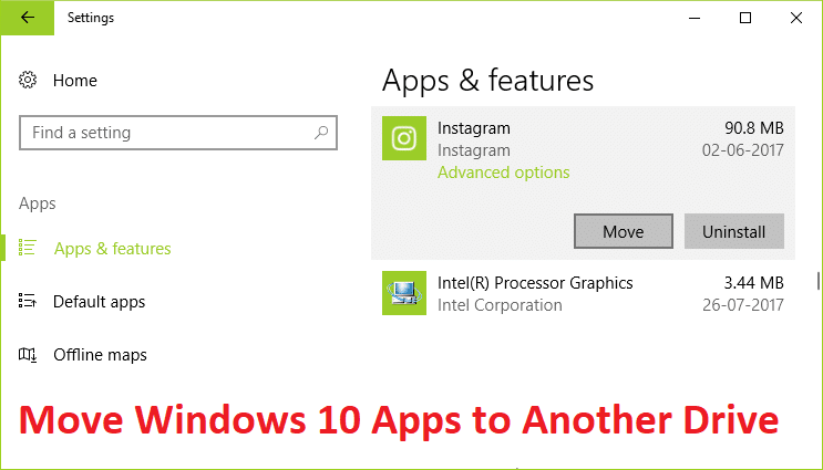 如何將 Windows 10 應用程序移動到另一個驅動器