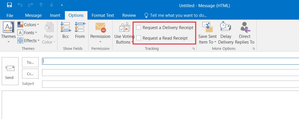 Как отключить уведомление о прочтении электронной почты Outlook