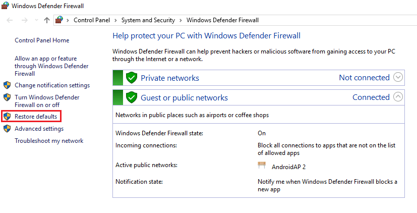 Perbaiki masalah Windows Firewall di Windows 10