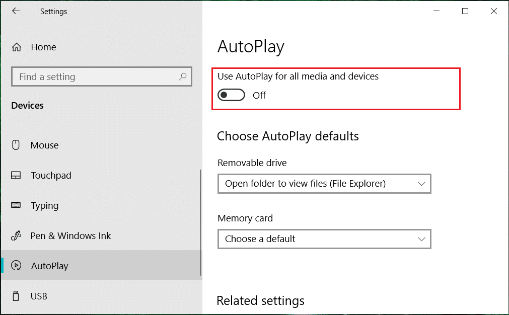 Abilita o disabilita la riproduzione automatica in Windows 10
