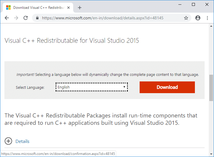 Correzione dell'errore di installazione ridistribuibile di Microsoft Visual C++ 2015 0x80240017