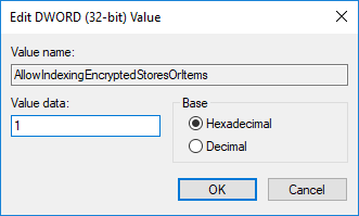 Activer ou désactiver l'indexation des fichiers cryptés dans Windows 10