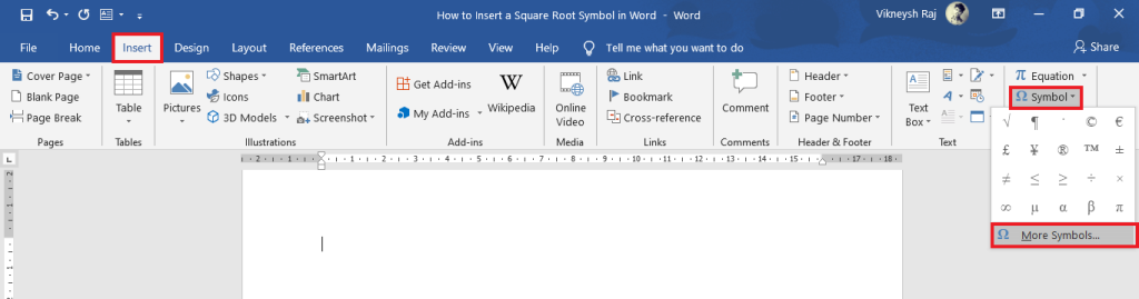 5 façons d'insérer un symbole de racine carrée dans Word