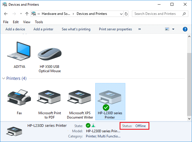 Come riportare la stampante online in Windows 10