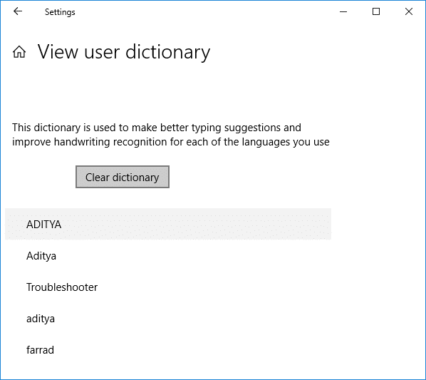 Hinzufügen oder Entfernen von Wörtern im Rechtschreibprüfungswörterbuch in Windows 10