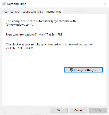 Sincronizzare l'orologio di Windows 10 con un server orario di Internet
