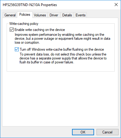 Habilitar o deshabilitar el almacenamiento en caché de escritura en disco en Windows 10