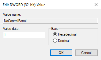 Activer ou désactiver le Panneau de configuration et l'application Paramètres Windows 10