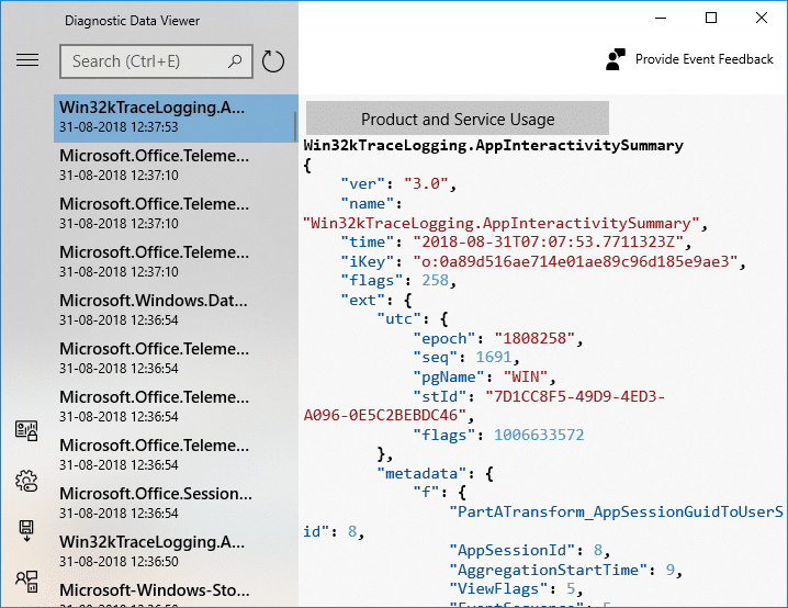 Habilitar o deshabilitar el visor de datos de diagnóstico en Windows 10