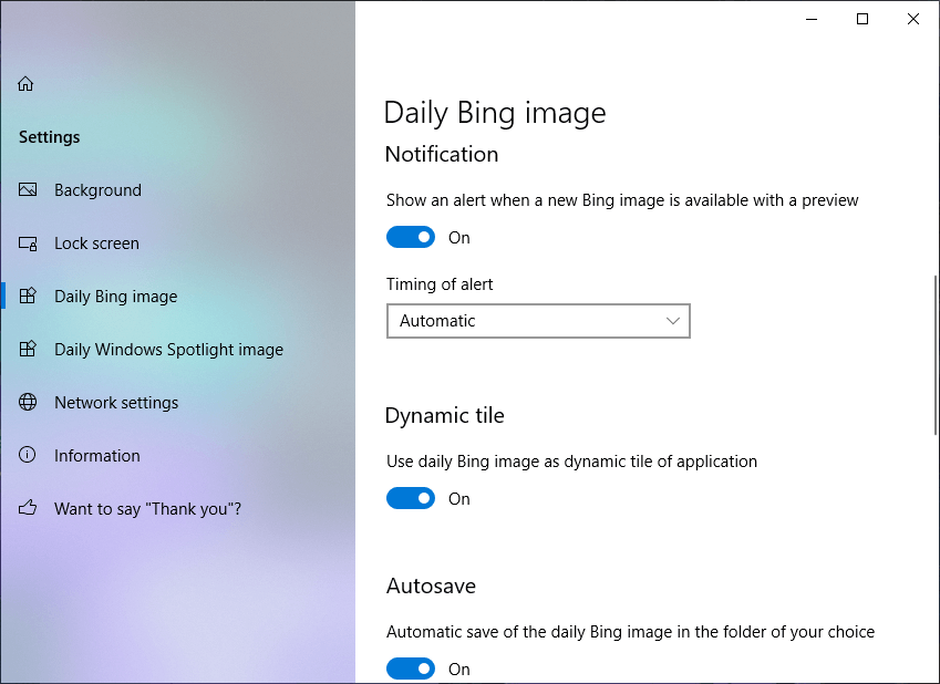 Establecer la imagen diaria de Bing como fondo de pantalla en Windows 10