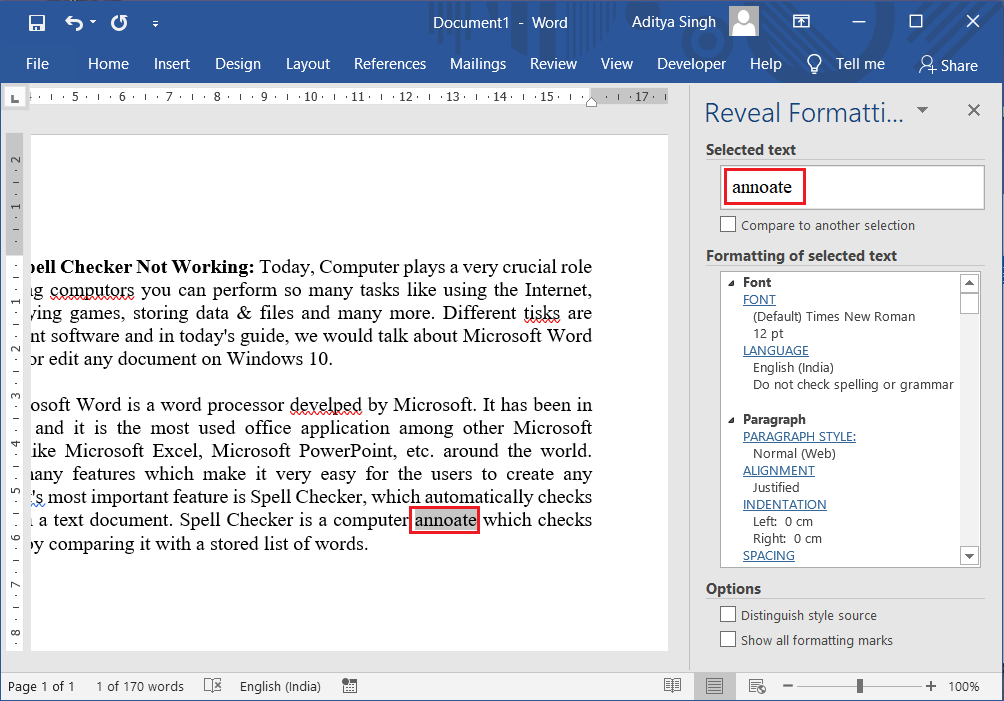 Correggi il controllo ortografico che non funziona in Microsoft Word