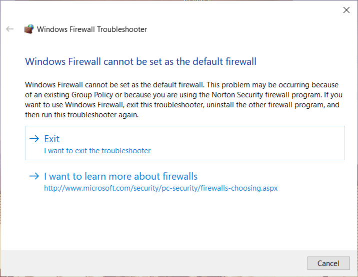 Selesaikan masalah Windows Firewall dalam Windows 10