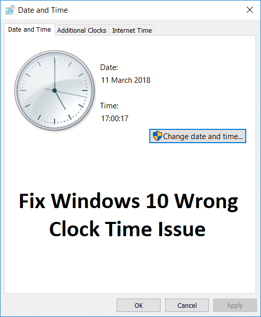 Perbaiki Masalah Waktu Jam Salah Windows 10