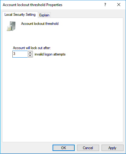 Limite el número de intentos de inicio de sesión fallidos en Windows 10