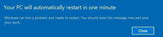 Fix Your PC가 1분 루프에서 자동으로 다시 시작됩니다.