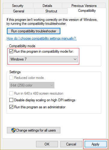 Modifica la modalità di compatibilità per le app in Windows 10