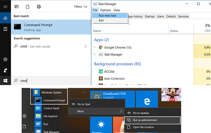 Windows 10에서 상승된 명령 프롬프트를 여는 5가지 방법