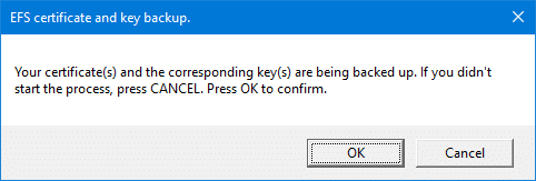 Sauvegardez votre certificat et votre clé EFS dans Windows 10