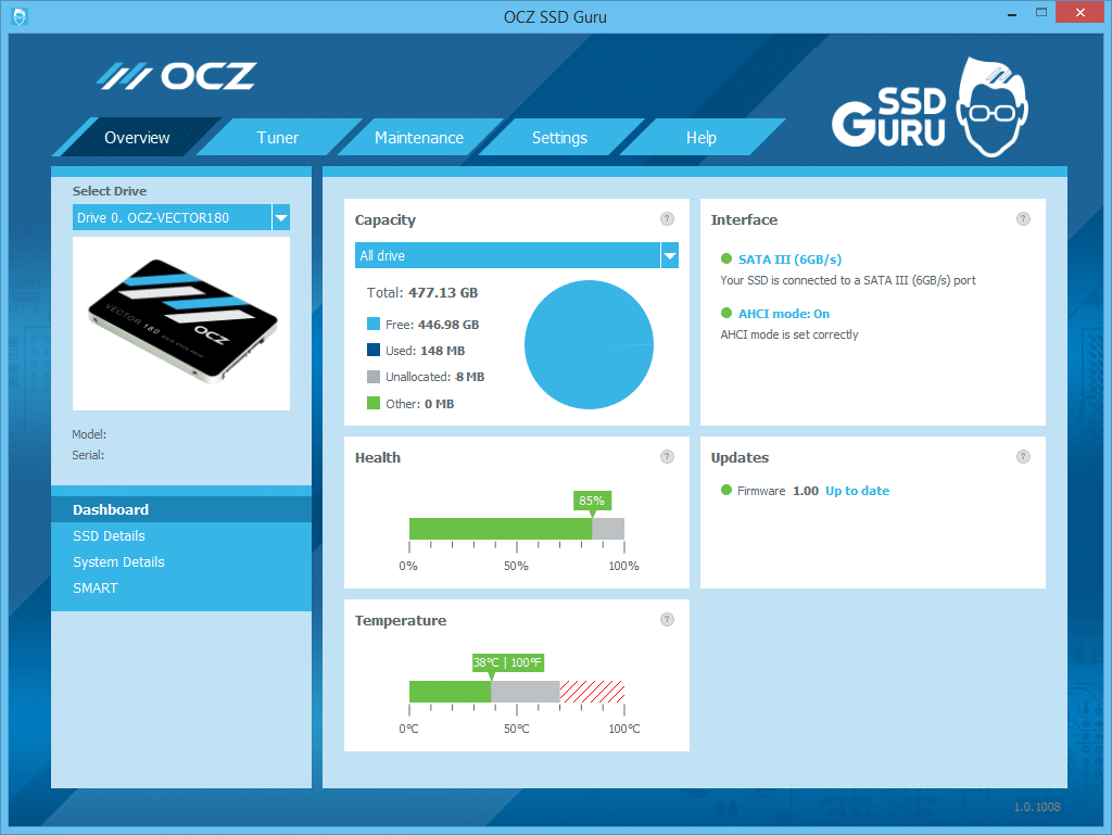 Интерфейс управления. SSD Health. OCZ программа. SSD Firmware update software. Realtek SSD Toolbox.