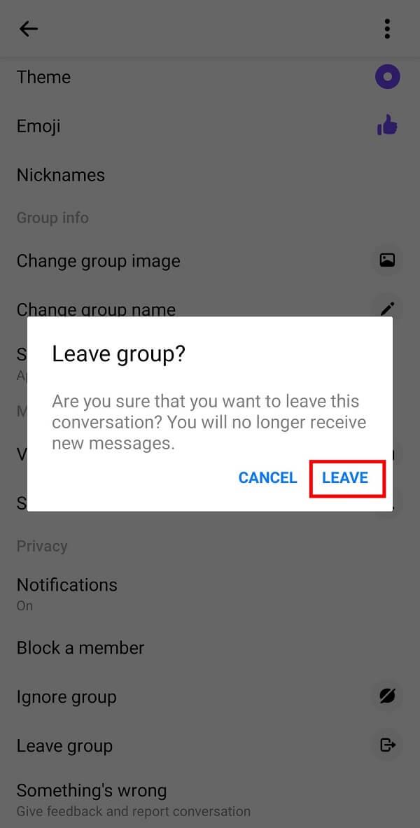 Comment quitter une discussion de groupe dans Facebook Messenger