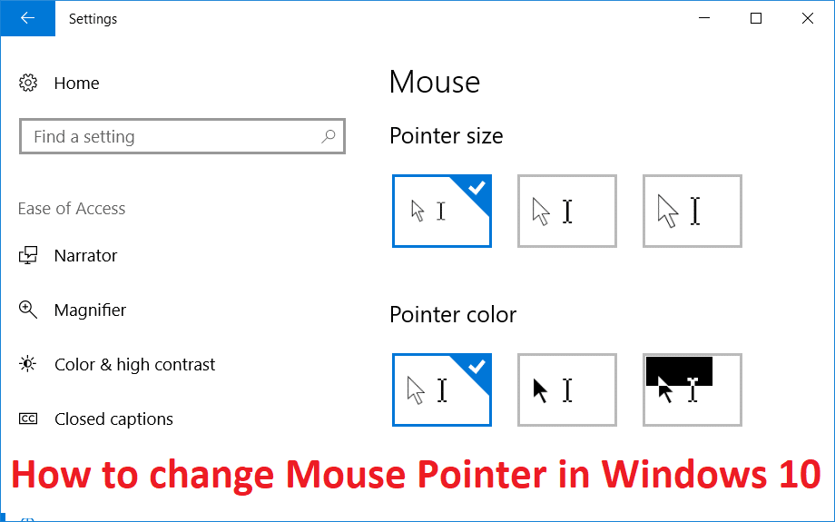 Comment changer le pointeur de la souris dans Windows 10