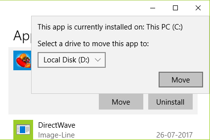 如何將 Windows 10 應用程序移動到另一個驅動器