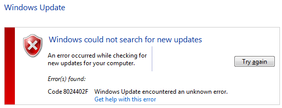 WindowsUpdateエラー8024402Fを修正