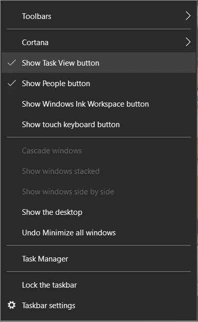 Nonaktifkan Tombol Tampilan Tugas di Windows 10