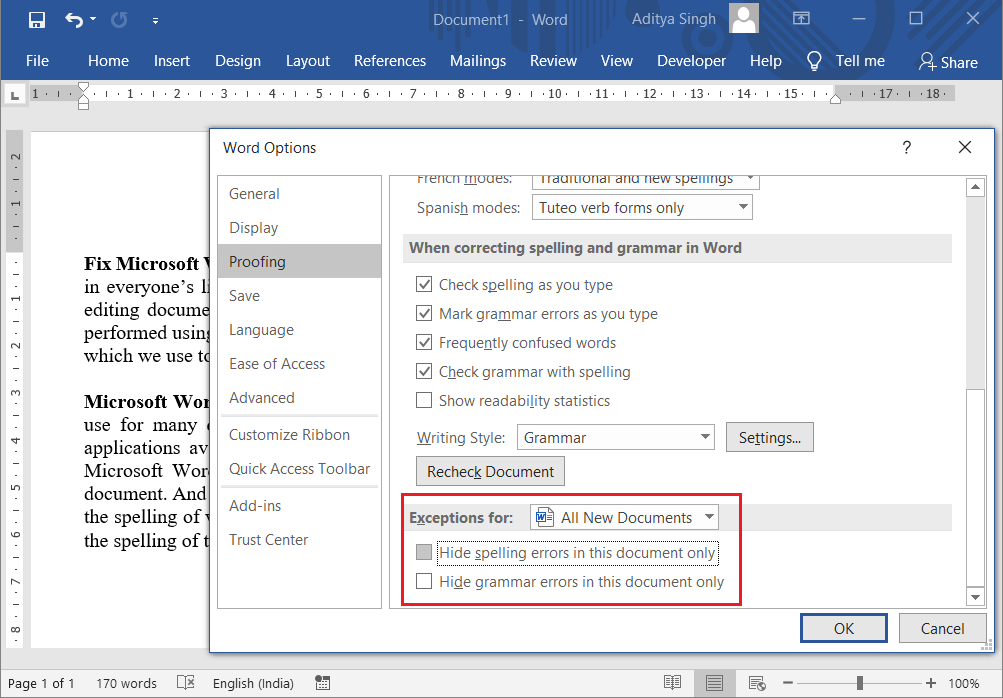 Perbaiki Pemeriksaan Ejaan Tidak Berfungsi di Microsoft Word
