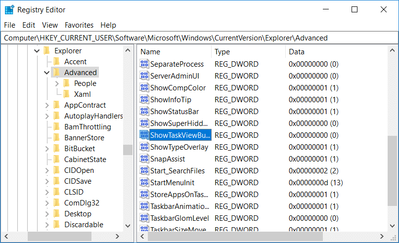 Nonaktifkan Tombol Tampilan Tugas di Windows 10